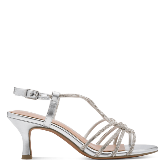 Marco Tozzi Strappy Crystal Mid Heel Sandal