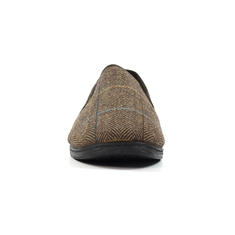 Lazy Dogz Men's Slippers Harrison Brown Tweed