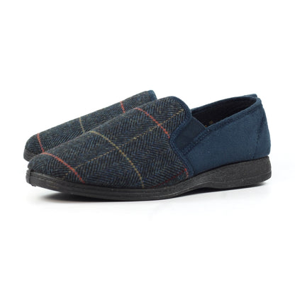 Lazy Dogz Men's Slippers Harrison Navy Tweed