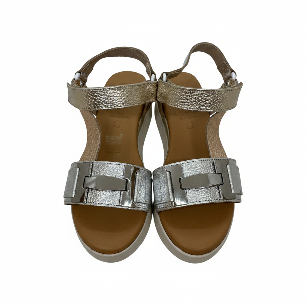 Oh! My Sandals Ladies Multi Metallic Champagne Trend Sandal