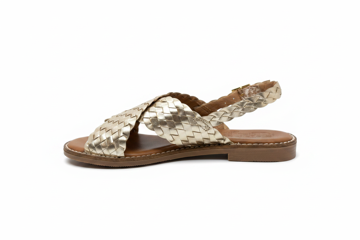 Oh! My Sandals Woven Leather Cross Strap Sandal