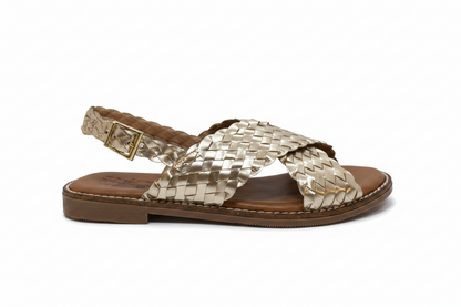 Oh! My Sandals Woven Leather Cross Strap Sandal