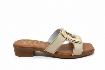 Oh! My Sandals Metallic Trim Backless  Sandal