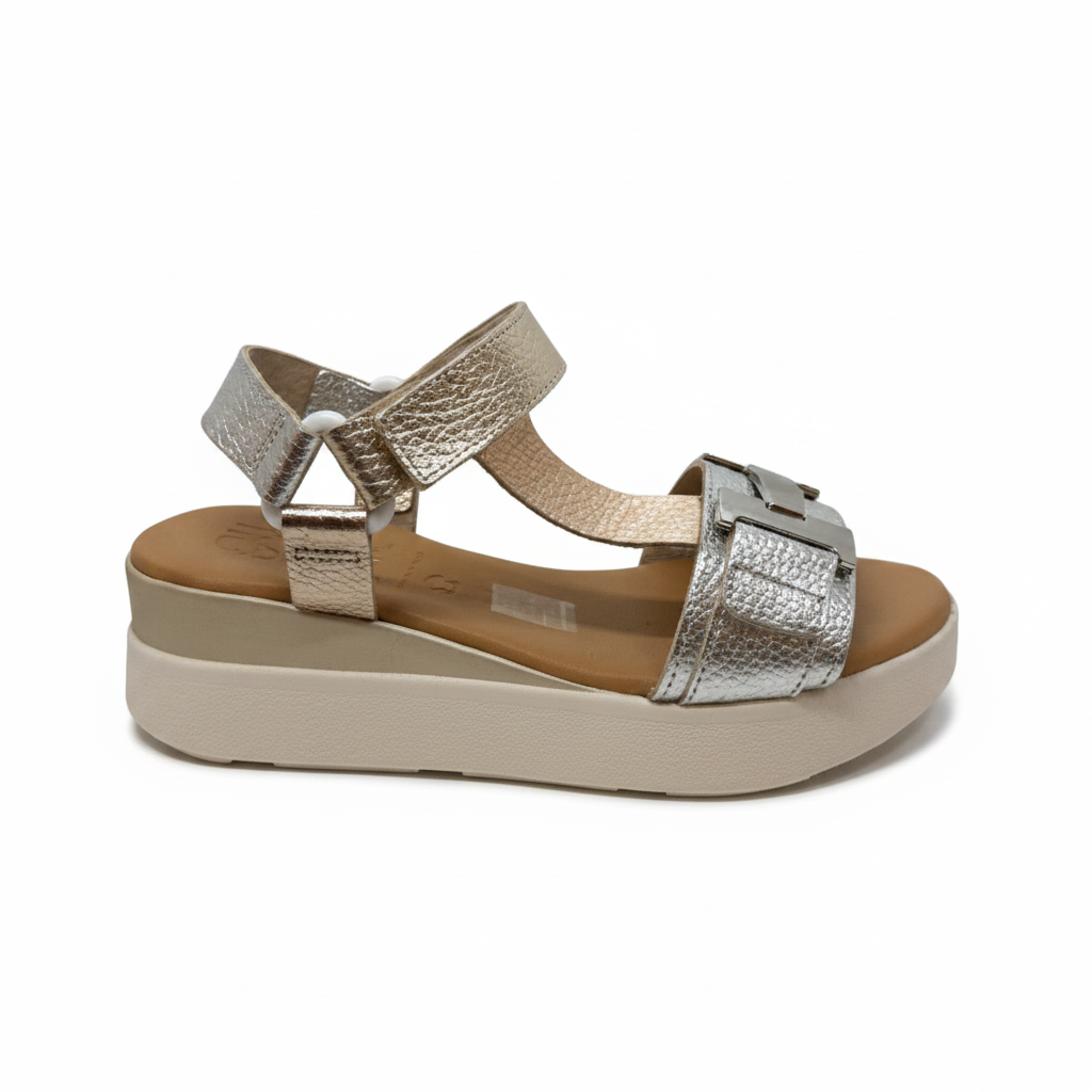 Oh! My Sandals Ladies Multi Metallic Champagne Trend Sandal