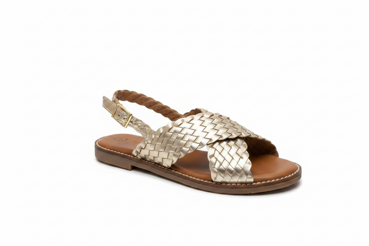 Oh! My Sandals Woven Leather Cross Strap Sandal