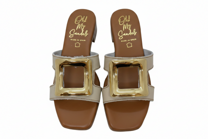 Oh! My Sandals Metallic Trim Backless  Sandal