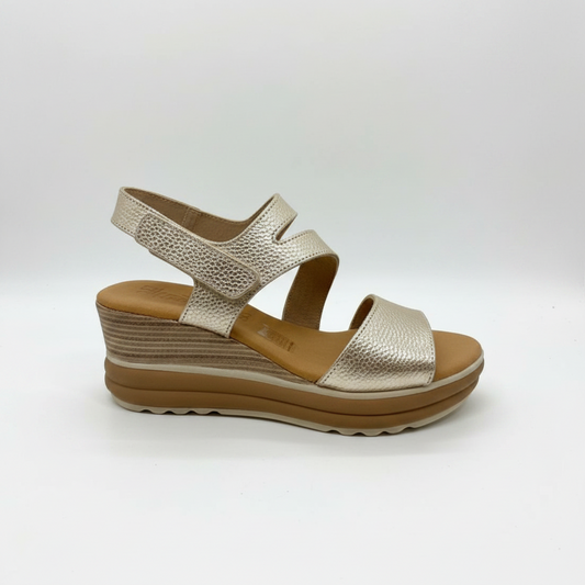 Oh! My Sandals Ladies Wedge Heel Cross Strap Platino Sandal