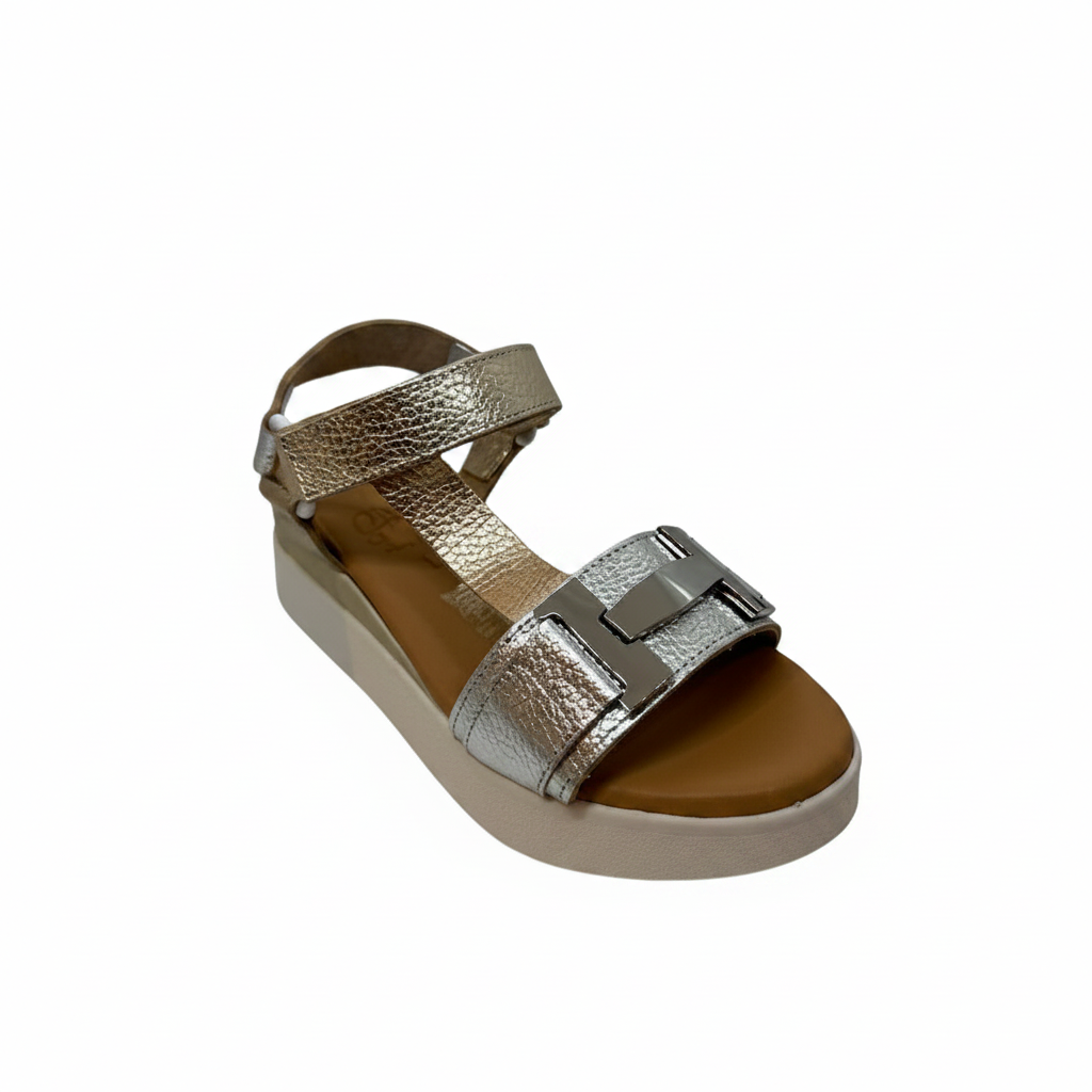 Oh! My Sandals Ladies Multi Metallic Champagne Trend Sandal