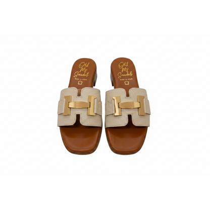 Oh! My Sandals Ladies H Trim Leather Slider