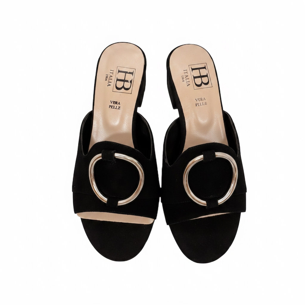 HB Italia black suede mule sandals - top view