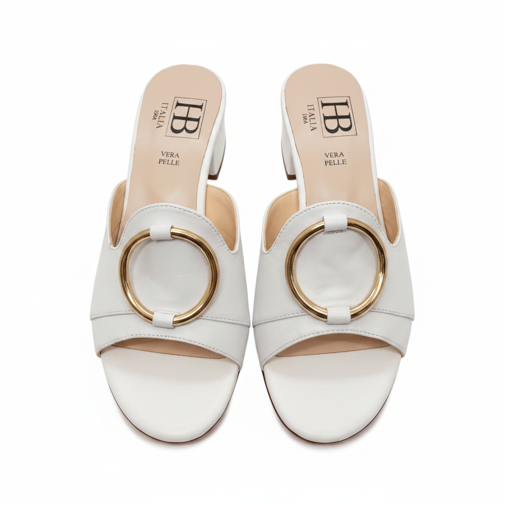 HB Italia Circle Trim Block Heel Slider