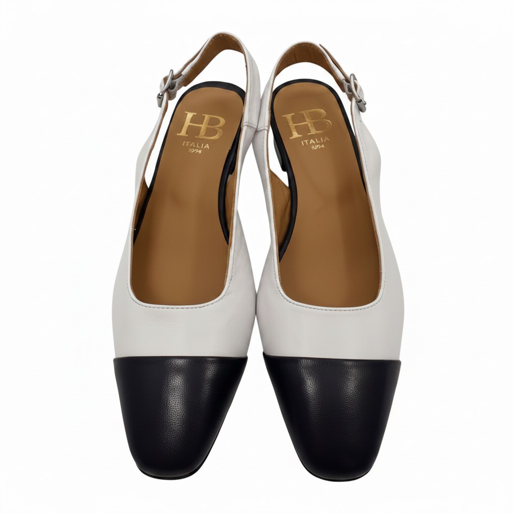 HB Italia Ladies Toe Cap Low Heel Sling Back
