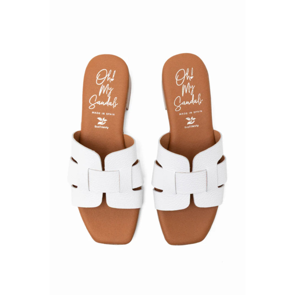 Oh! My Sandals Ladies Platted Front Slider Ingrid White