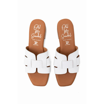 Oh! My Sandals Ladies Platted Front Slider Ingrid White