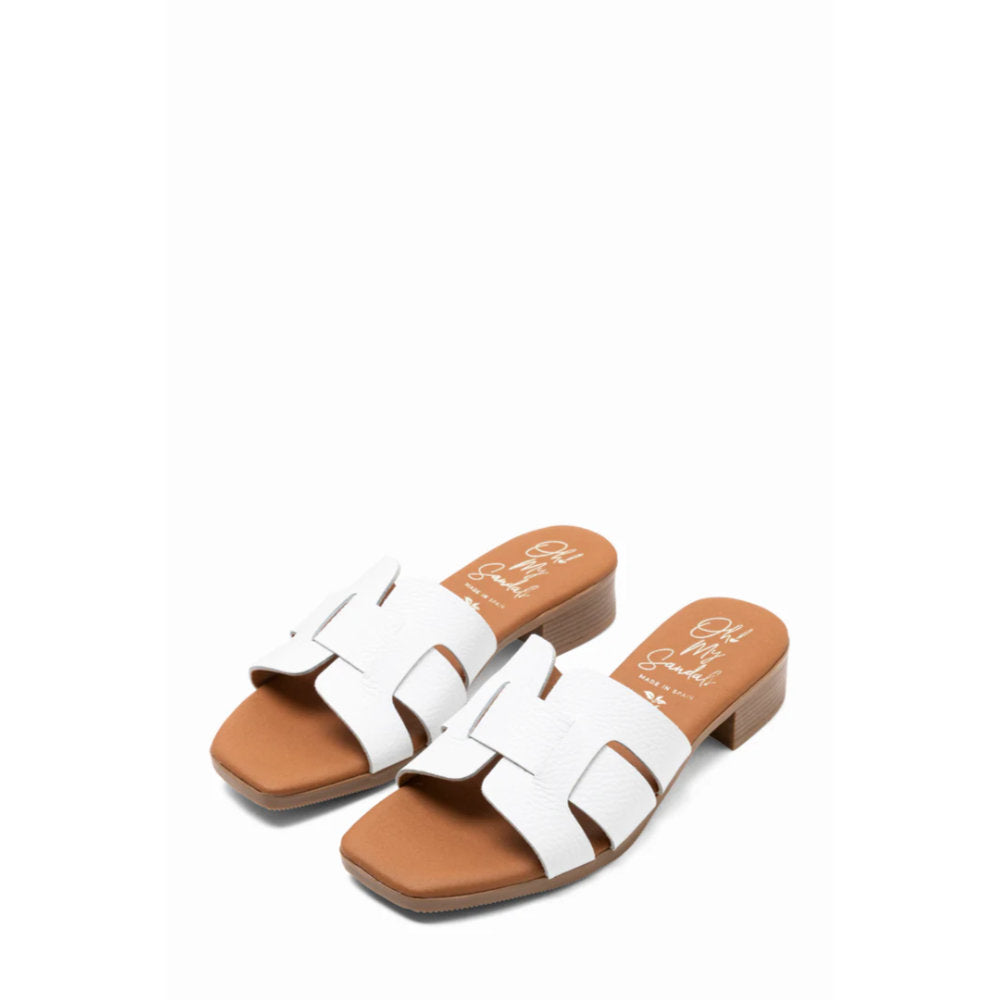 Oh! My Sandals Ladies Platted Front Slider Ingrid White