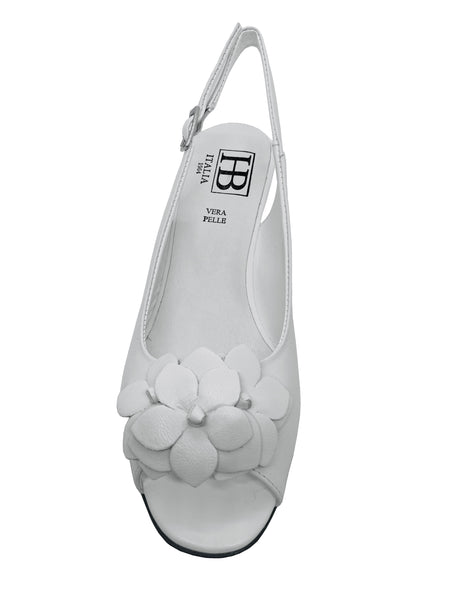 HB Shoes Scarlett Ladies Flower Trim Peep Toe Wedge Sandal