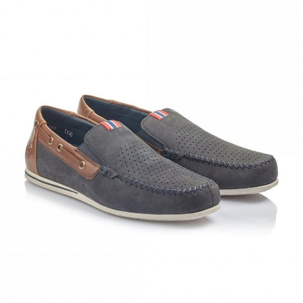 Rieker Men's Loafer Shoe 09756-14 Ocean/Marron