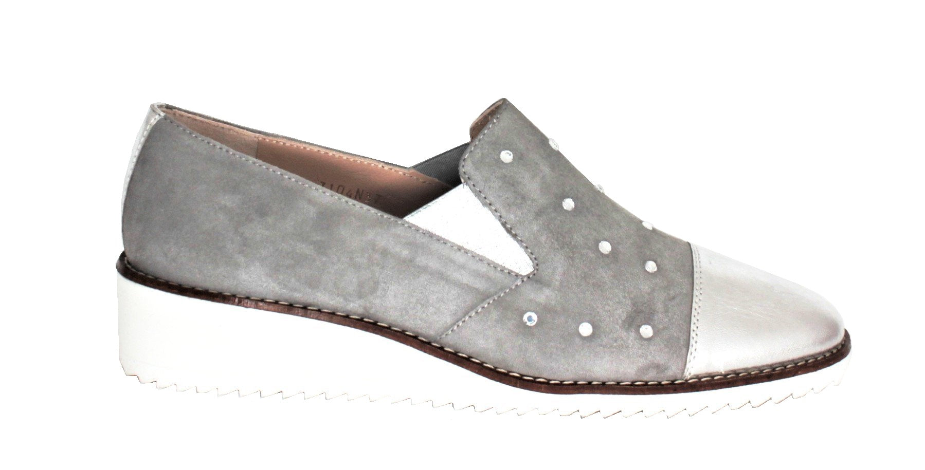 Wedge Heel Loafer With Diamante Trim