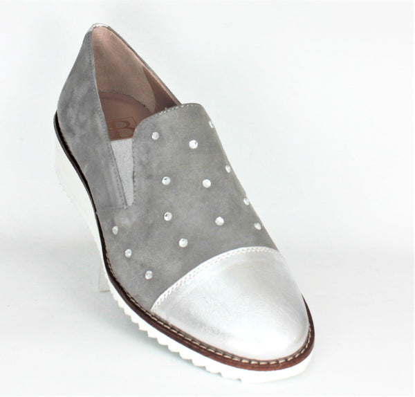 Wedge Heel Loafer With Diamante Trim