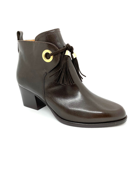 Mid Heel Ankle Boot With Tassels