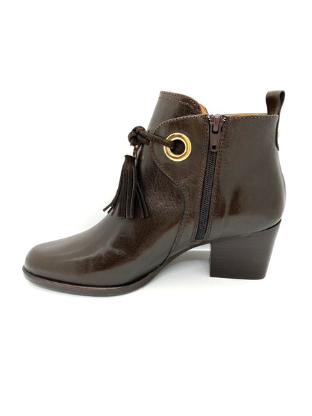 Mid Heel Ankle Boot With Tassels