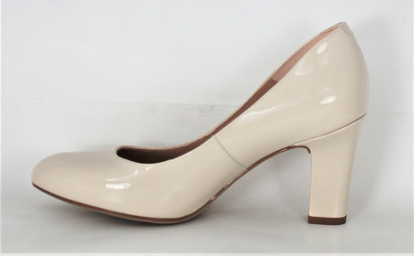 Umis High Heel Ivory Patent Court Shoe