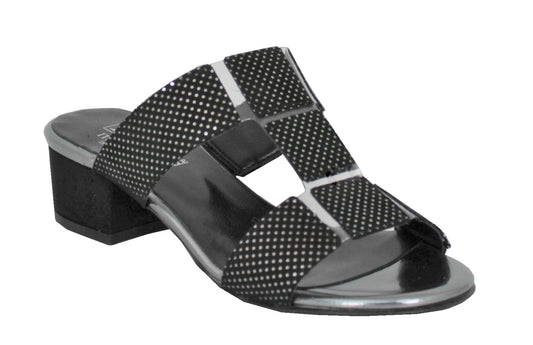 Mid Heel Slip On Open Toe Mule Sandal