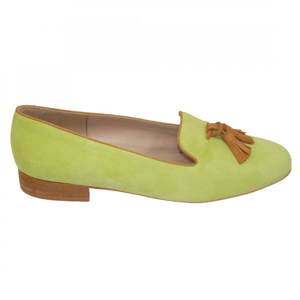 HB Shoes Clover Lime Suede Tassel Tab Shoe