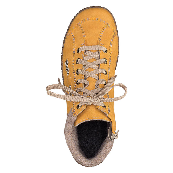 Rieker Ladies Lace Ankle Boot Yellow