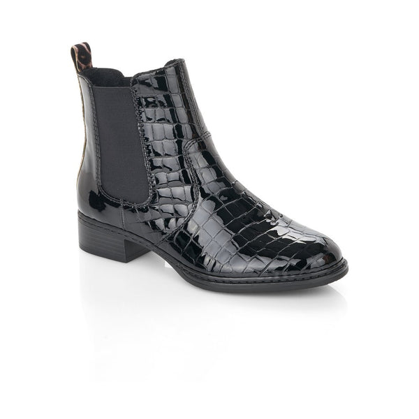 Rieker Ladies Elastic Sided Flat Boot Black