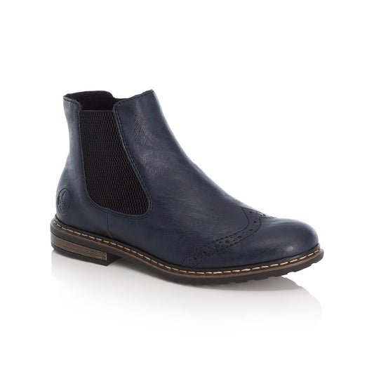 Rieker Ladies Brouge Trim Ankle Boot