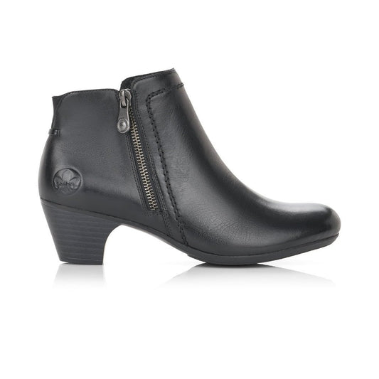 Rieker Ladies Zip Side Small Heel Ankle Boot