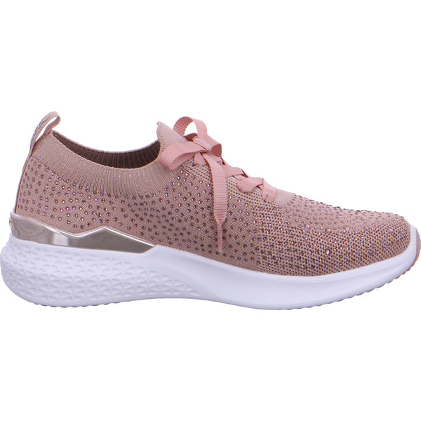 Ara Ladies Woven Stretch Lace Up Sneaker Pink