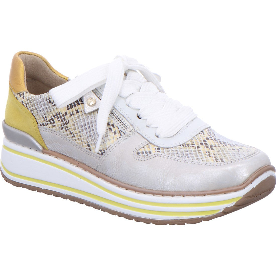 Ara ladies Sapporo Double Sole Lace Up Sneaker White Gold
