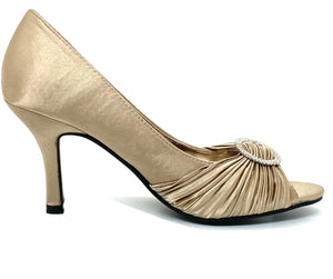 Lunar Sienna Ladies Peep Toe Satin Court Shoe