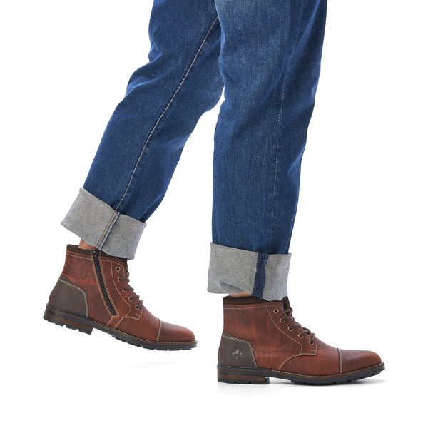 Rieker Men's Lace Up Ankle Boot Contrast Heel