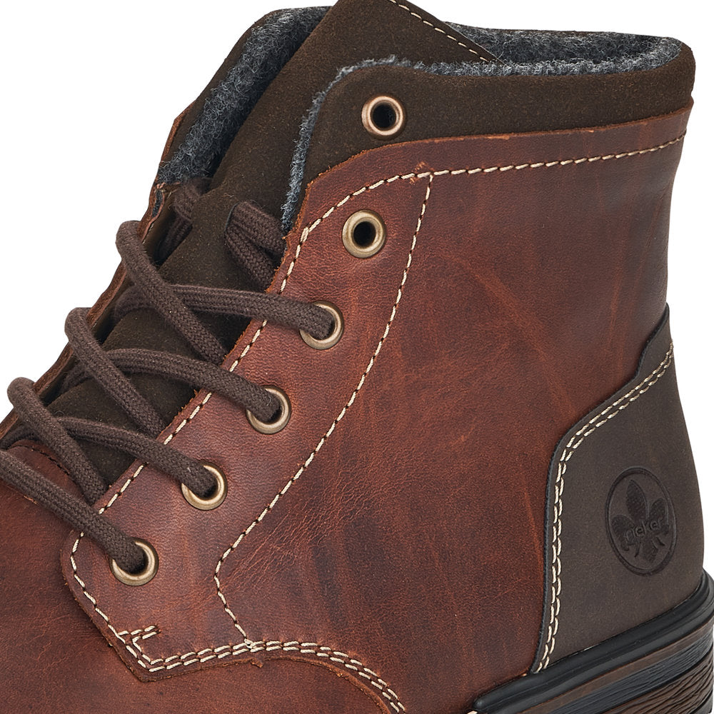 Rieker Men's Lace Up Ankle Boot Contrast Heel
