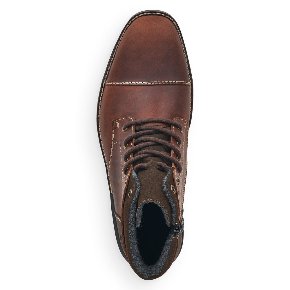 Rieker Men's Lace Up Ankle Boot Contrast Heel