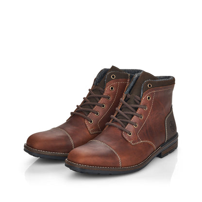 Rieker Men's Lace Up Ankle Boot Contrast Heel