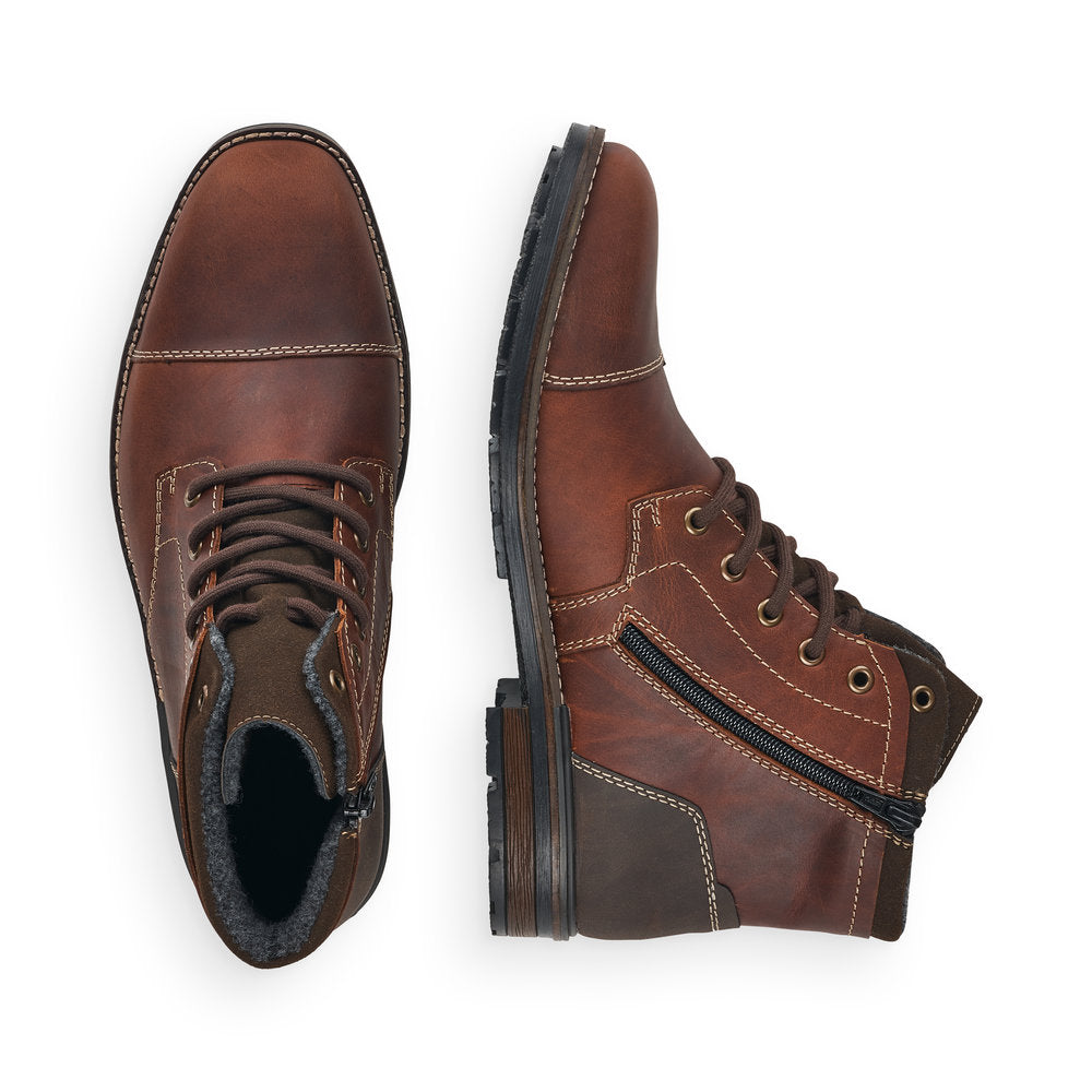 Rieker Men's Lace Up Ankle Boot Contrast Heel