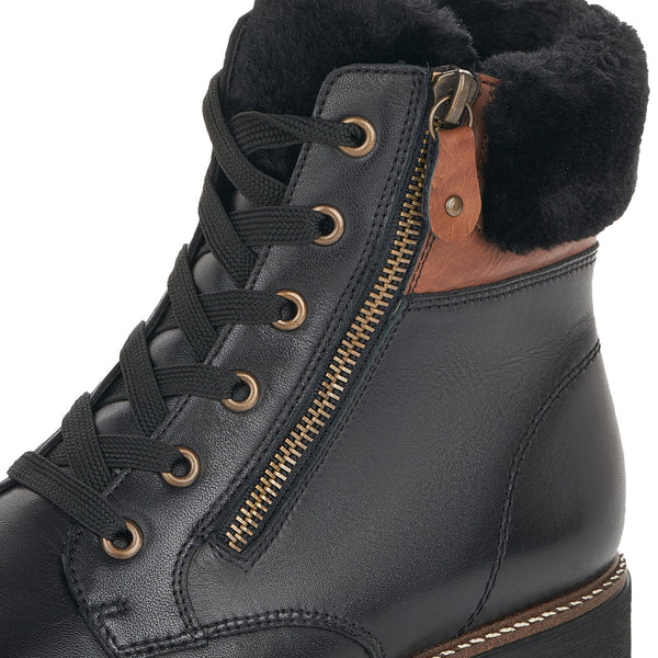Remonte Ladies Faux Fur Cuff Lace Up Ankle Boot