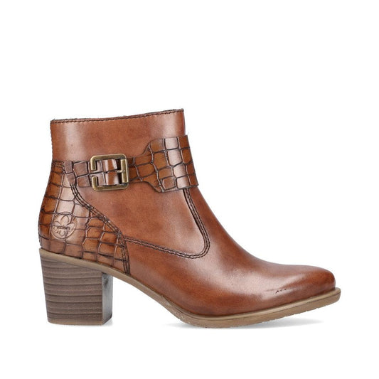 Rieker Ladies Zip Block Heel Ankle Boot