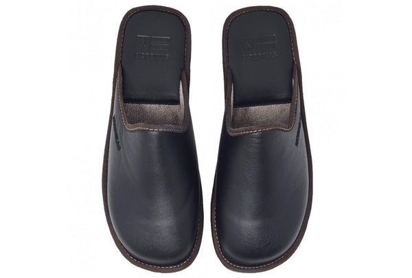 Nordikas Men's Backless Leather House Shoe