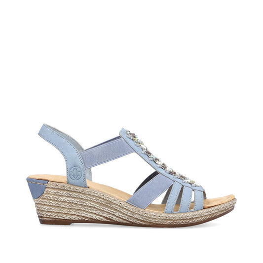 Rieker Ladies Wedge Heel Elastic Strap Sandal