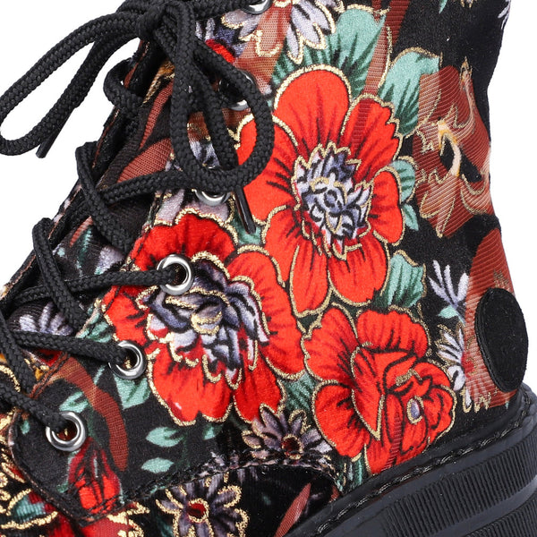 Rieker Ladies Floral Print Lace Up Ankle Boot