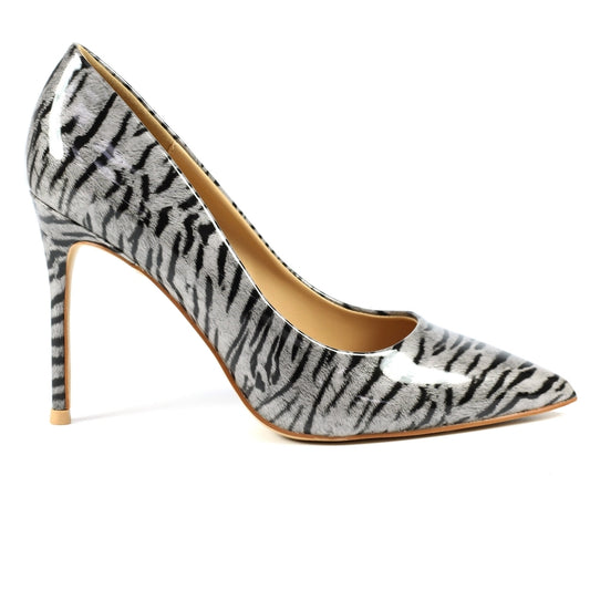Lunar Mojito Silver Leopard Print High Heel Court Shoe