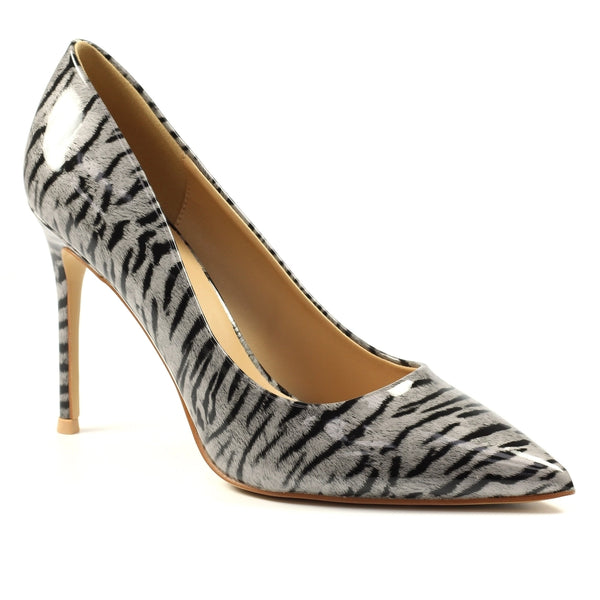 Lunar Mojito Silver Leopard Print High Heel Court Shoe