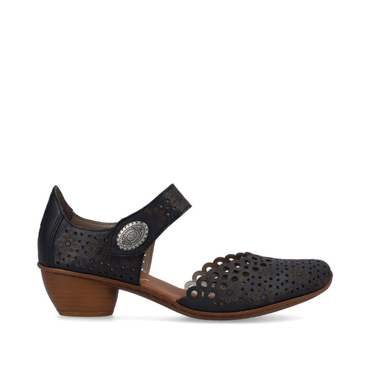 Rieker Ladies Mary Jane Shoe Lazer Cut Detail