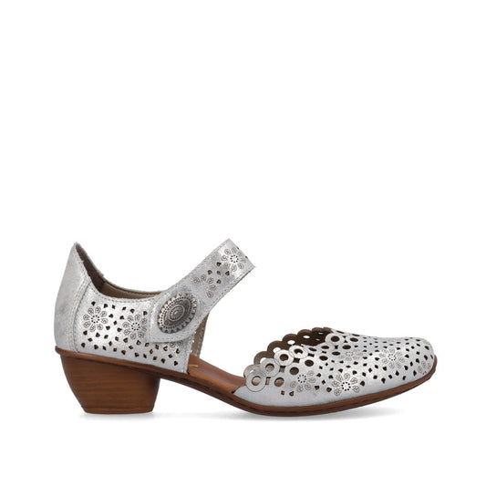 Rieker Ladies Mary Jane Shoe Lazer Cut Detail