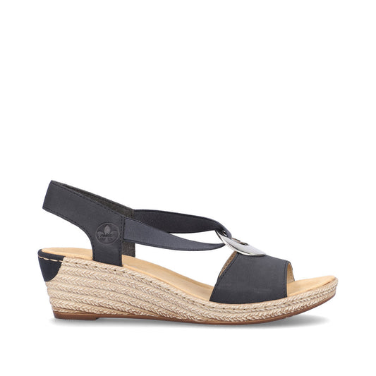 Rieker Ladies Elastic Straps Wedge Heel Sandal